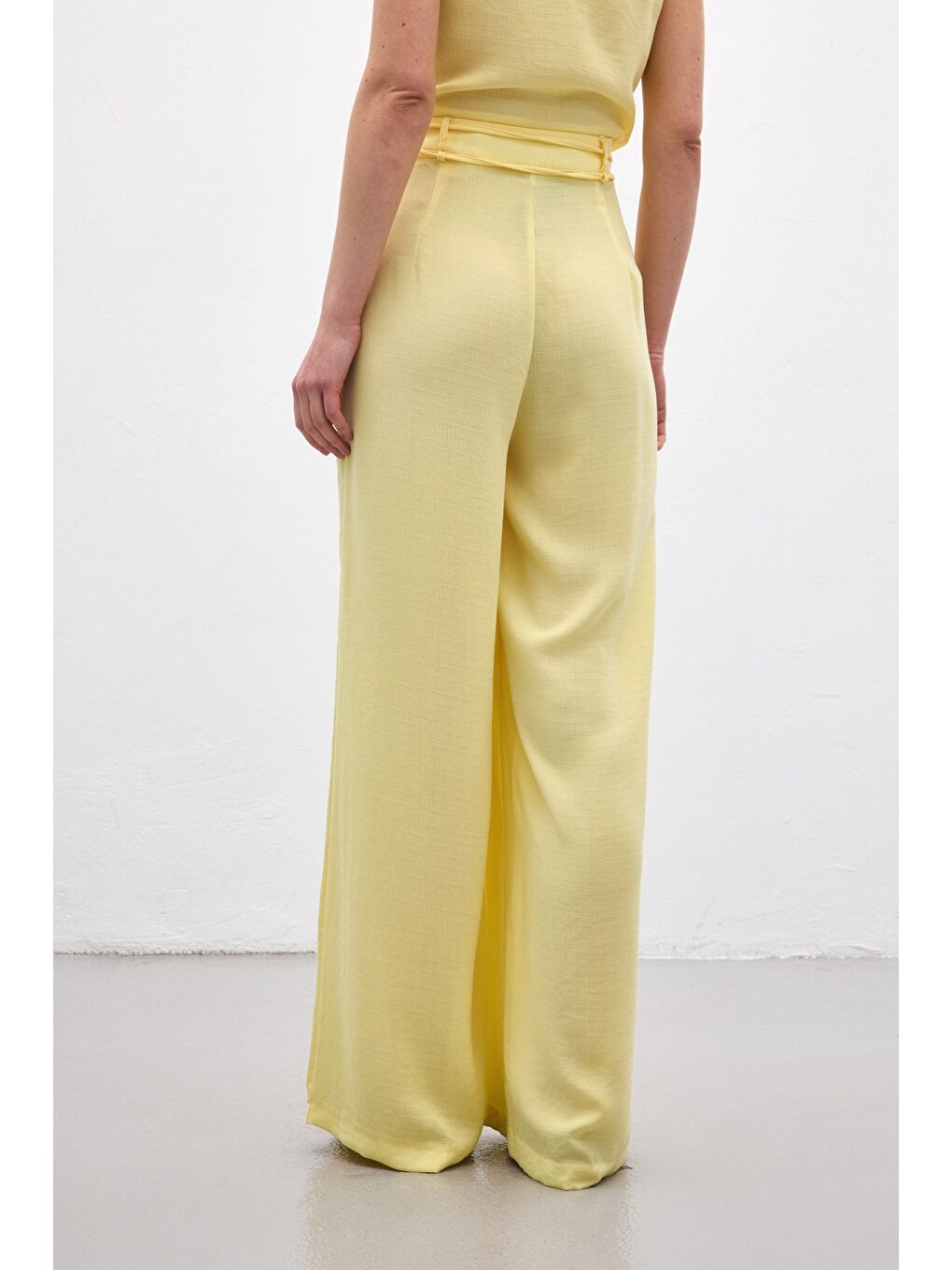 Kemerli Salaş Pantolon - Sarı-7