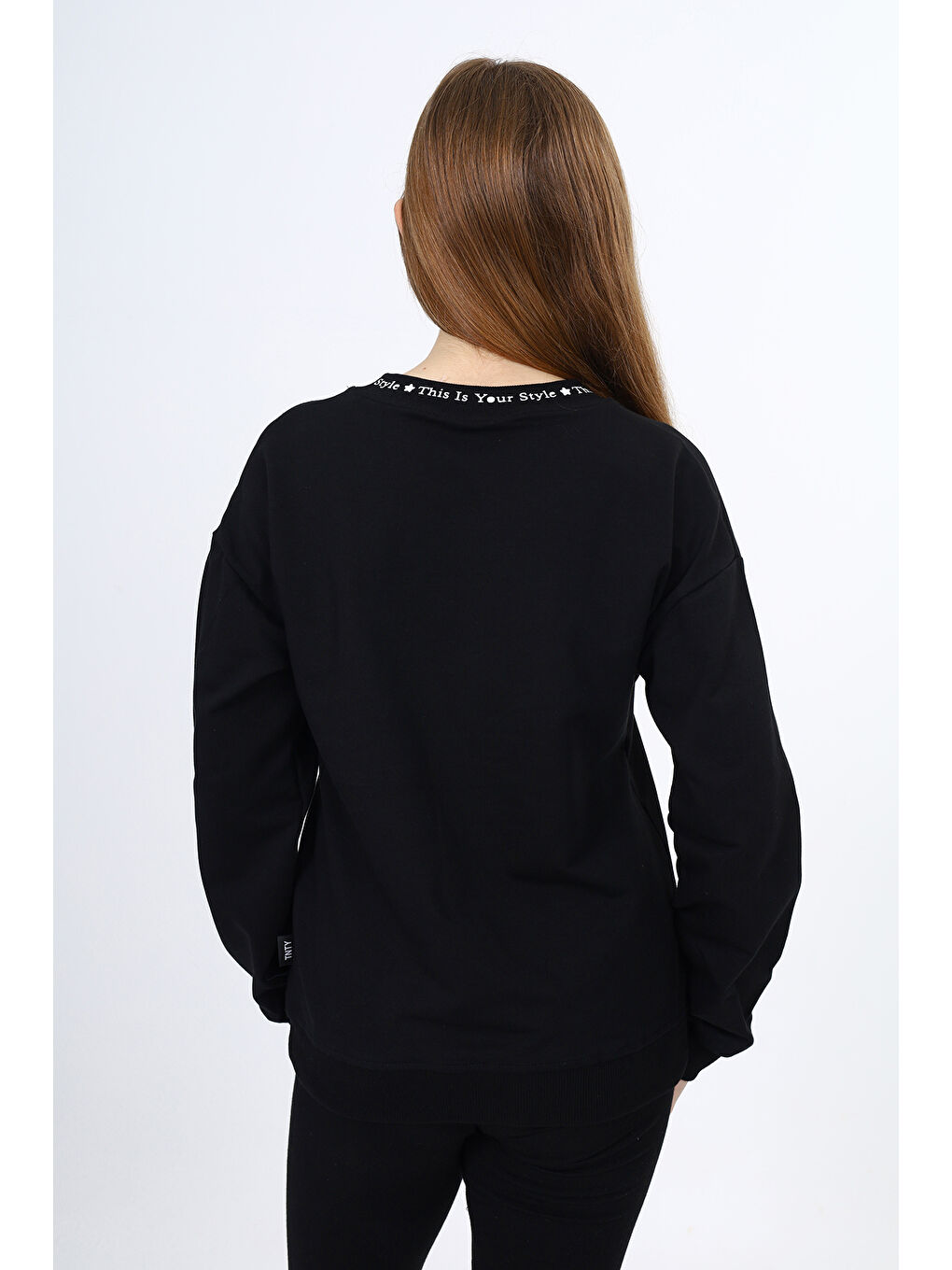 Siyah Kız Çocuk Okul Baskılı Sweatshirt-2