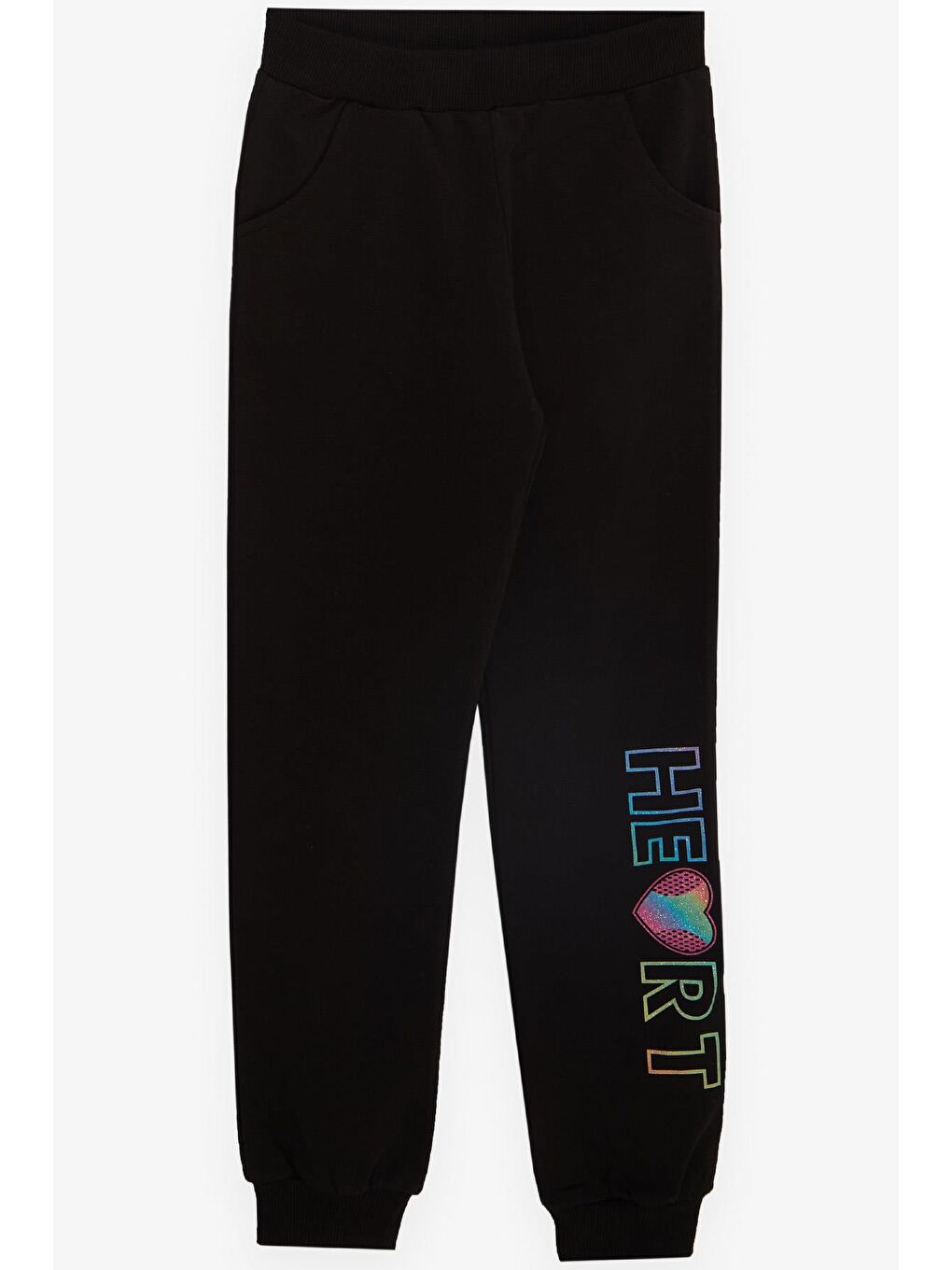 Kız Çocuk Eşofman Takım Slogan Temalı Simli Yazı Baskılı Siyah (9-10 Yaş)-3