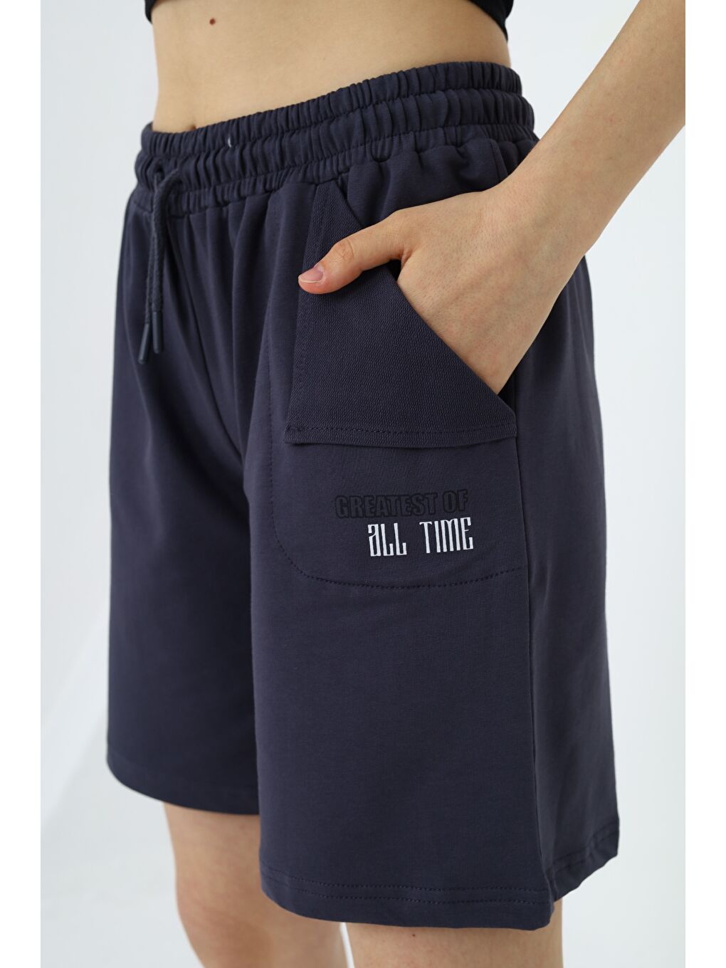 Antrasit Kız Çocuk Baskılı Şort