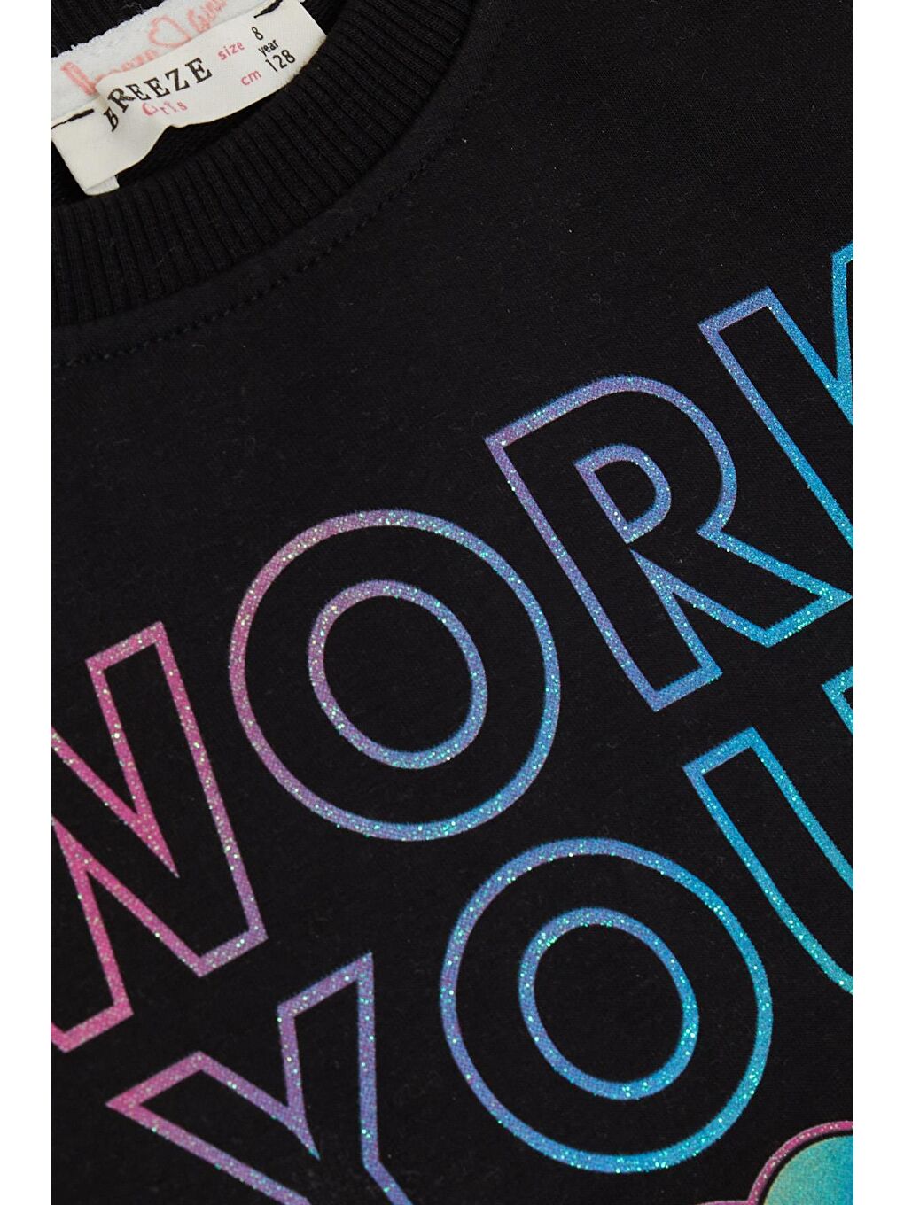 Kız Çocuk Eşofman Takım Slogan Temalı Simli Yazı Baskılı Siyah (9-10 Yaş)-4