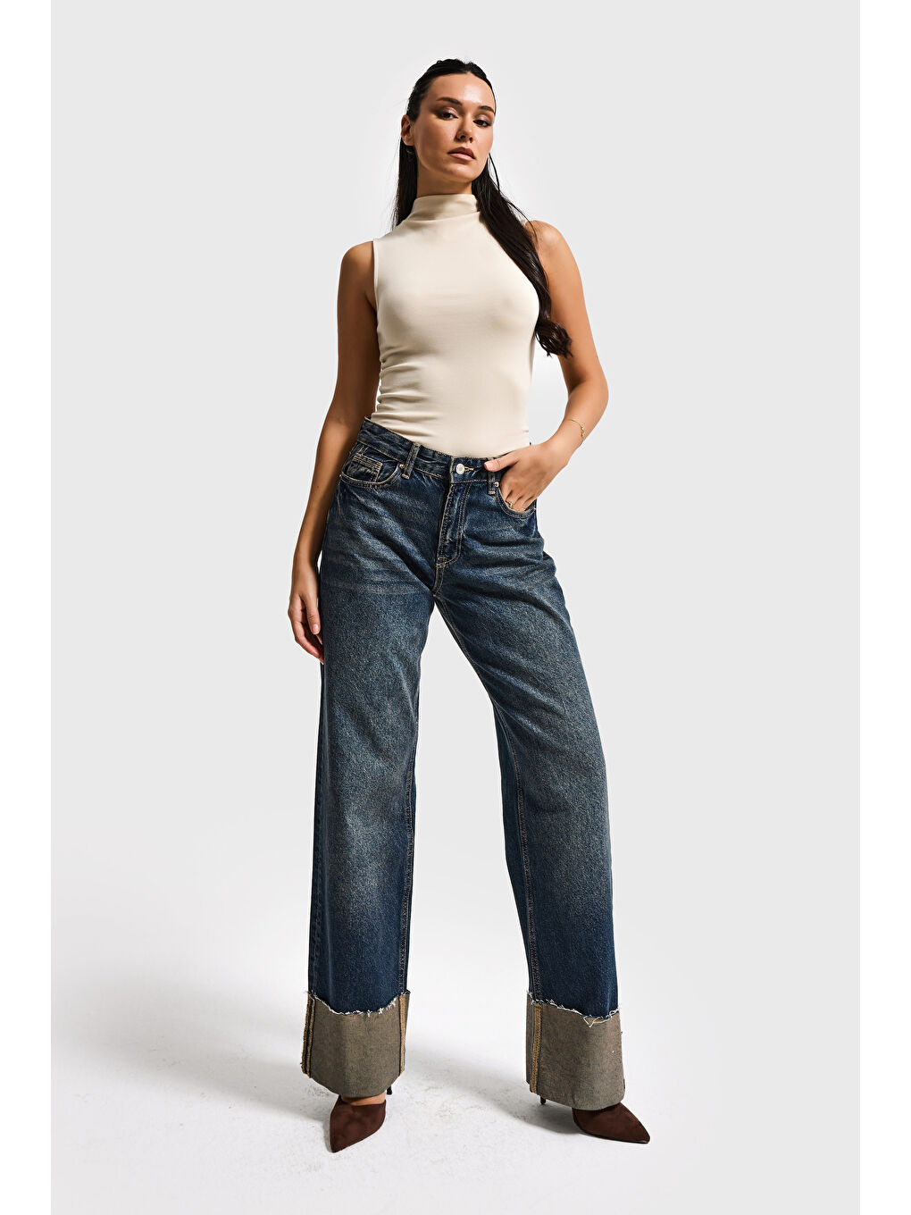 Mavi Kadın T.Kot Rengi 2s6-8 Straight Fit Yüksek Bel Paça Detaylı Denim Jean-4