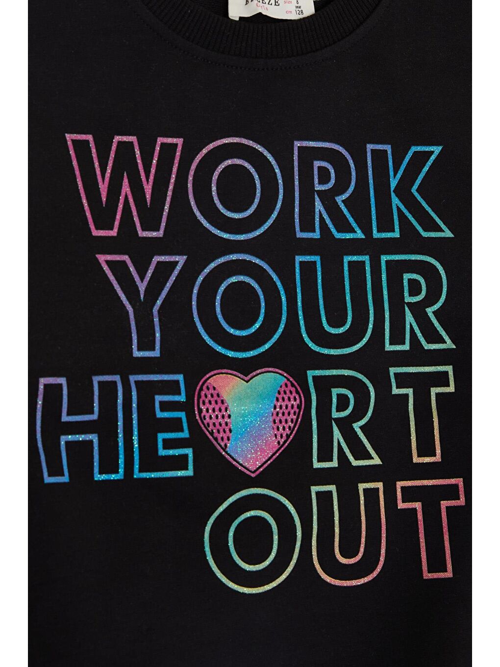 Kız Çocuk Eşofman Takım Slogan Temalı Simli Yazı Baskılı Siyah (9-10 Yaş)-5