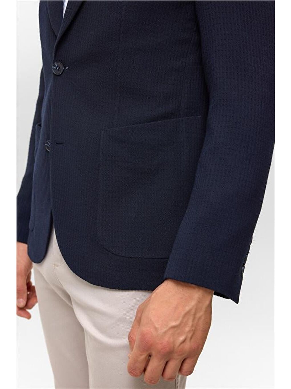 Lacivert Slim Desenli Mono Yaka 6 Drop Ceket-3