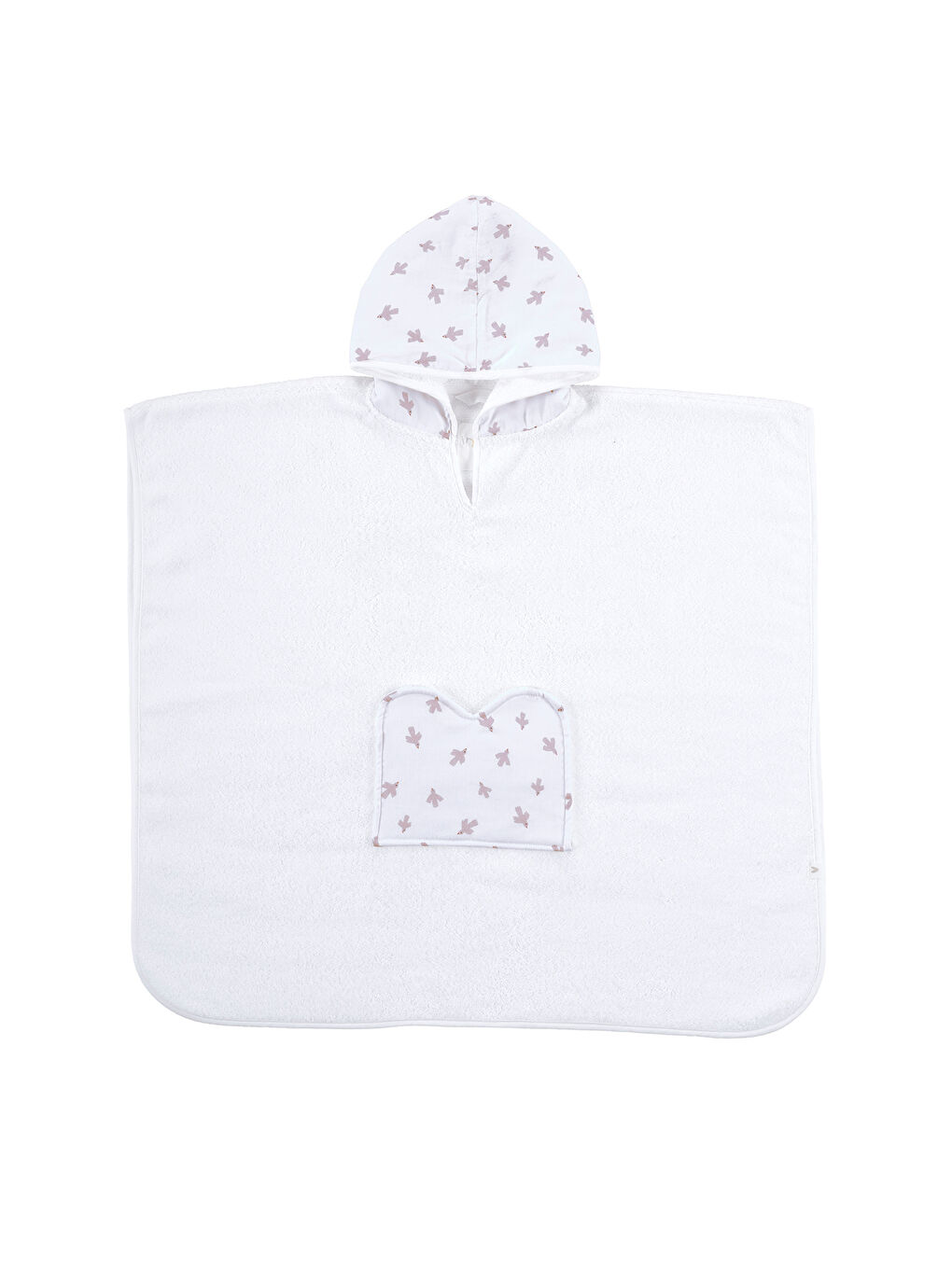 Birdie Organik Pamuk Müslin Detaylı Çocuk Panço Beyaz