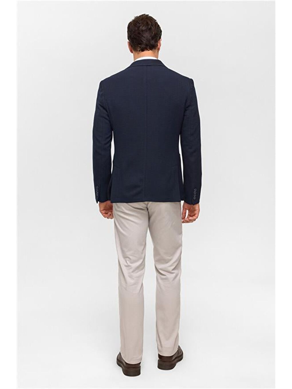 Lacivert Slim Desenli Mono Yaka 6 Drop Ceket-5
