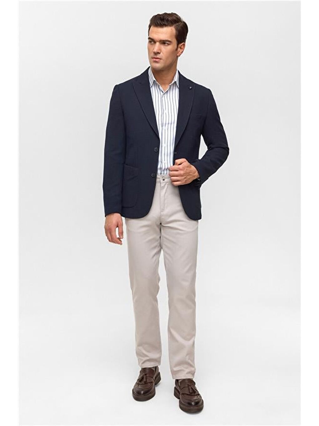 Lacivert Slim Desenli Mono Yaka 6 Drop Ceket-6