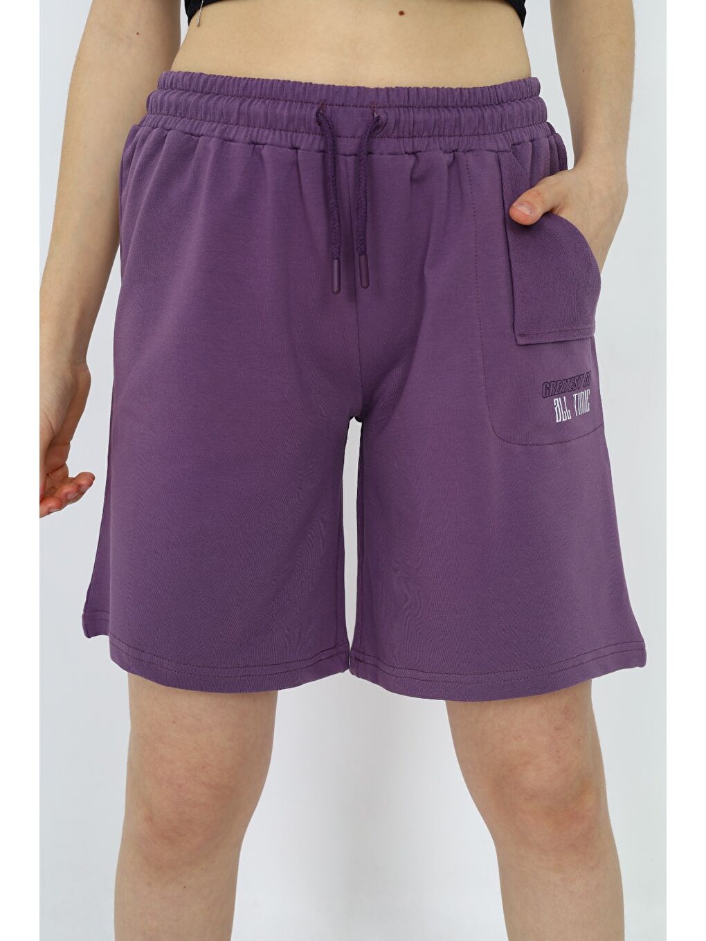 Mor Kız Çocuk Baskılı Şort