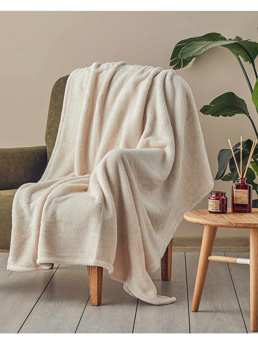 Ekru Cozy Wellsoft Tv Battaniyesi Krem-3