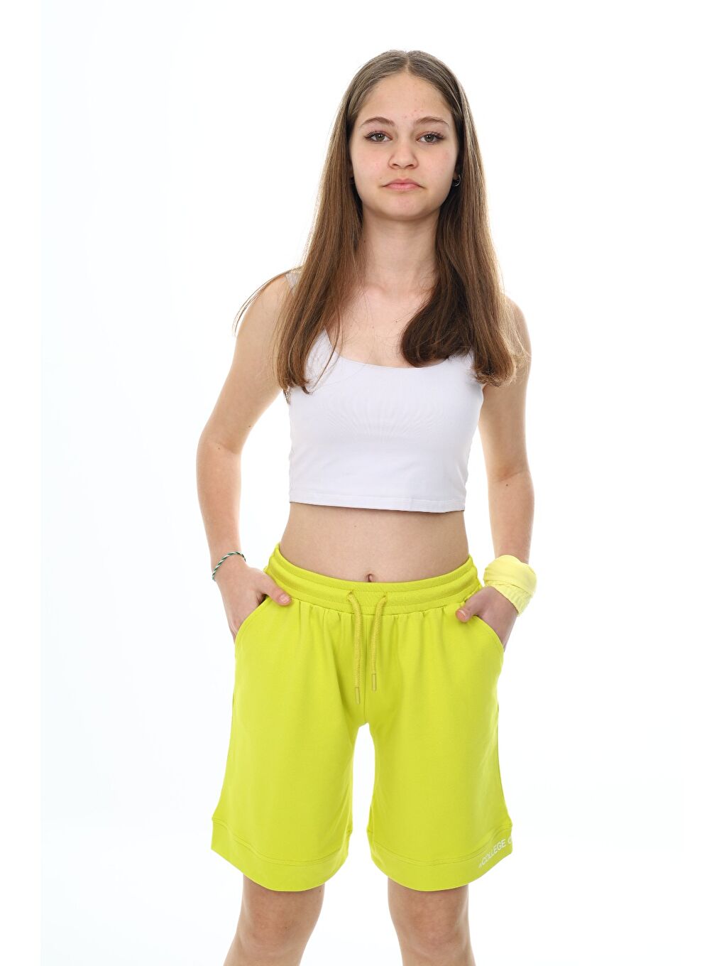 Yeşil Kız Çocuk Baskılı Şort