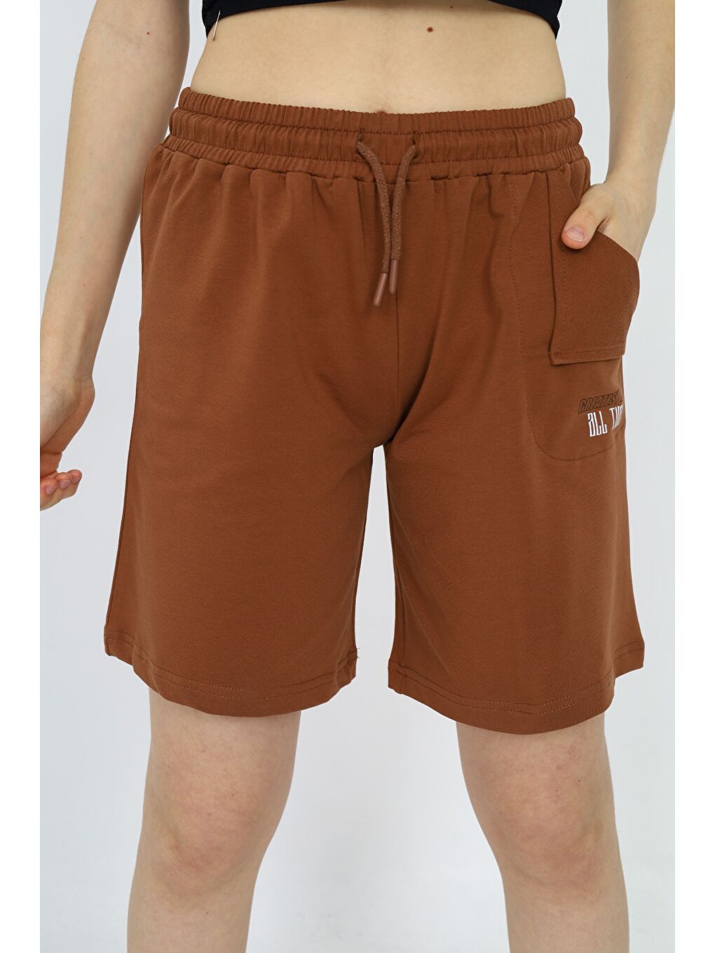 Kahverengi Kız Çocuk Baskılı Şort