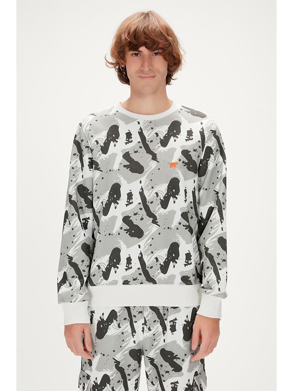 Bad Bear Hardy Crewneck Off-White Beyaz  Baskılı Erkek Sweatshirt