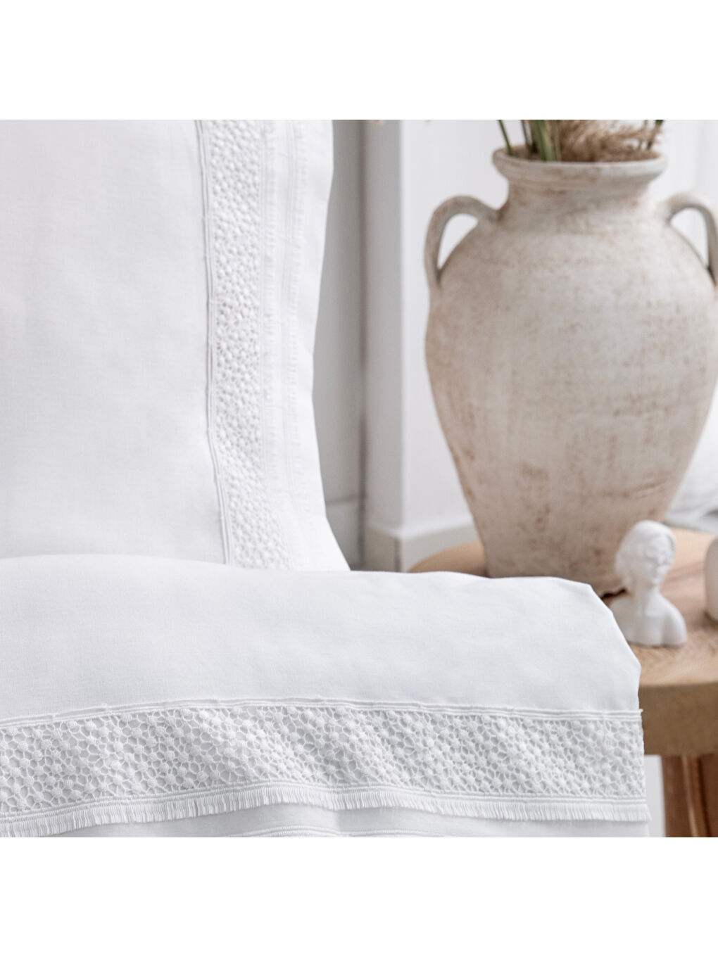 Home Laure Fırfırlı Çift Kişilik Yatak Örtüsü Seti 7 Parça-Beyaz-7