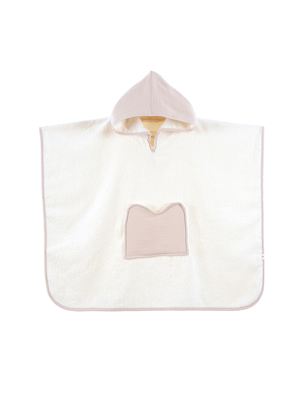 Joy of Colors Organik Pamuk Müslin Detaylı Çocuk Panço Bej