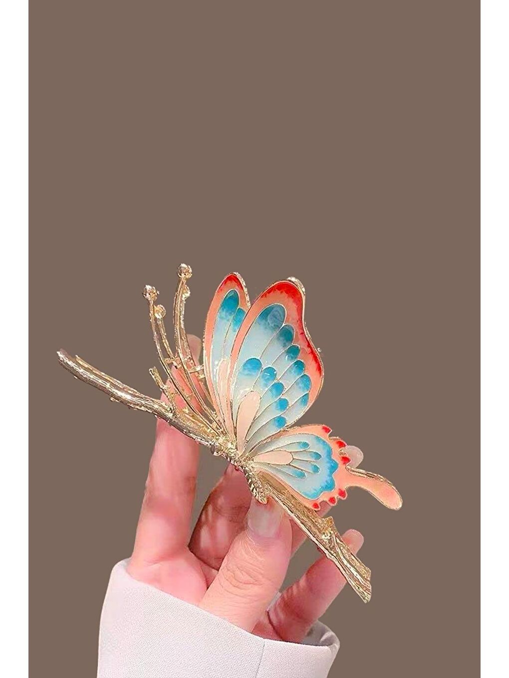 Mavi Fairytale Mineli Kelebek Metal mandal Toka-3