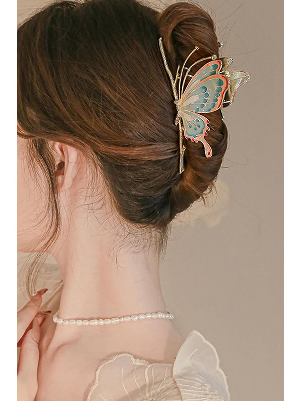 Mavi Fairytale Mineli Kelebek Metal mandal Toka-5