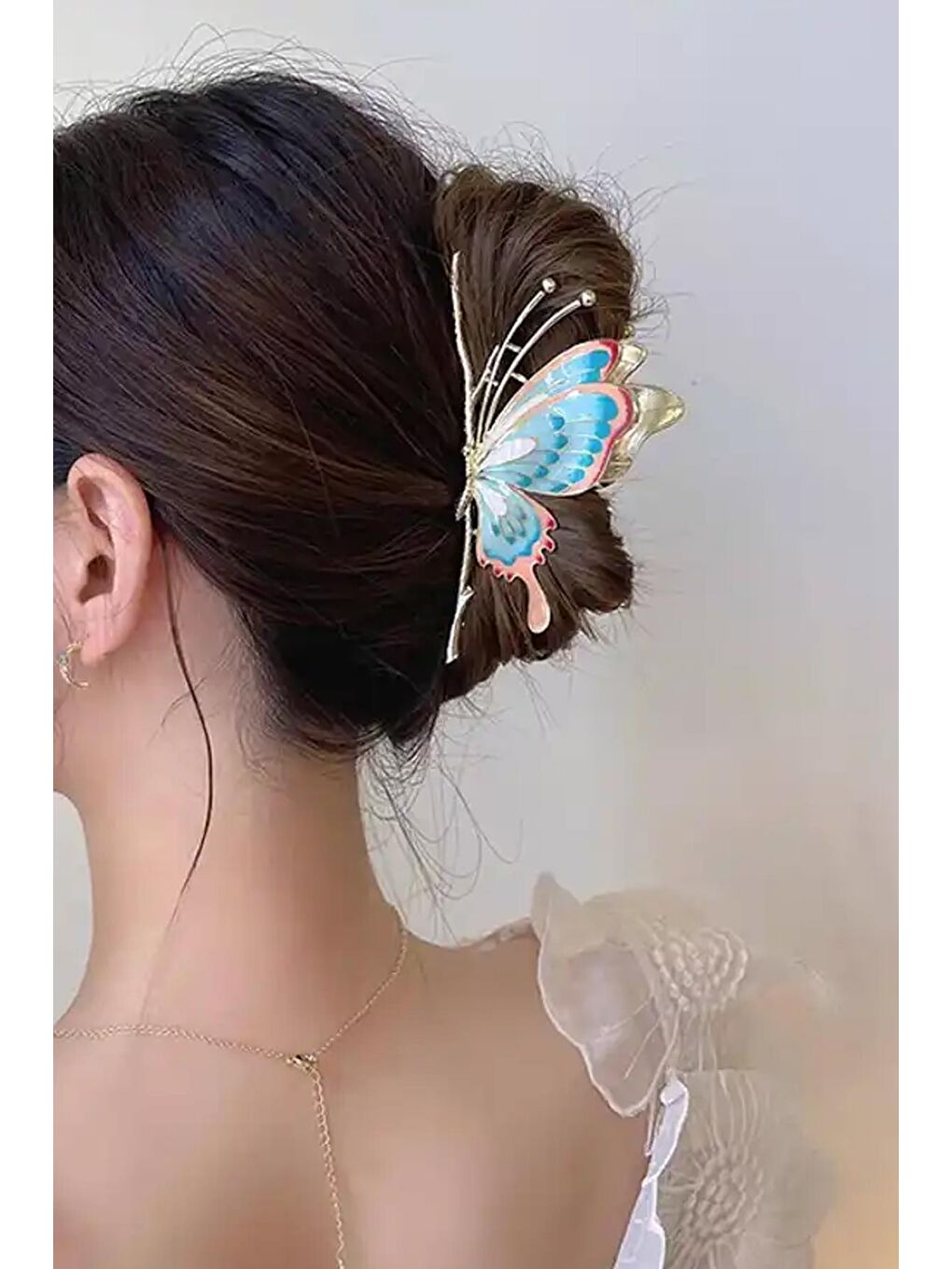 Mavi Fairytale Mineli Kelebek Metal mandal Toka-6