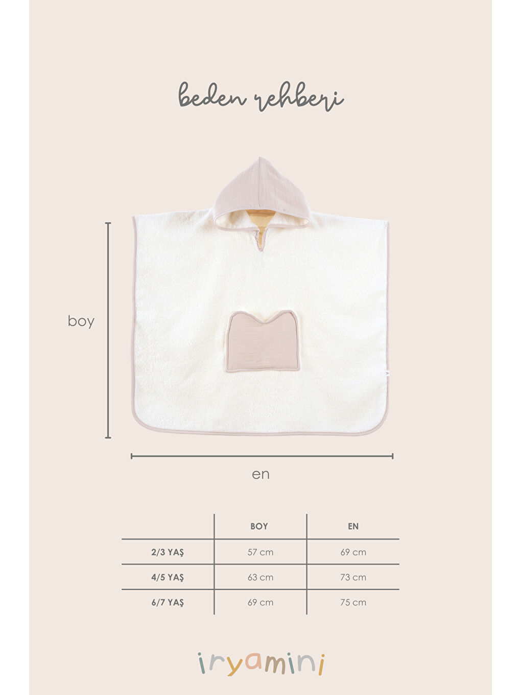 Joy of Colors Organik Pamuk Müslin Detaylı Çocuk Panço Bej-1