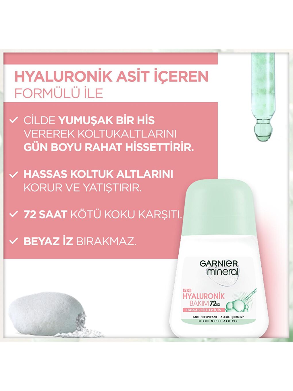 GARNIER Şeffaf Mineral Hyaluronik Bakım Roll-on Deodorant - 2