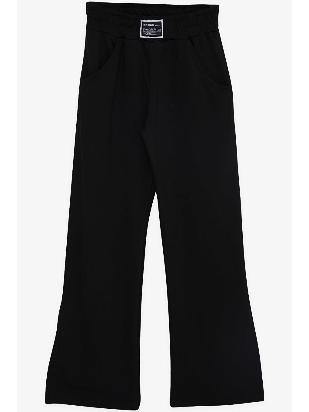 Kız Çocuk Alt Paçası Yırtmaçlı Beli Lastikli Armalı Siyah (8-14 Yaş)