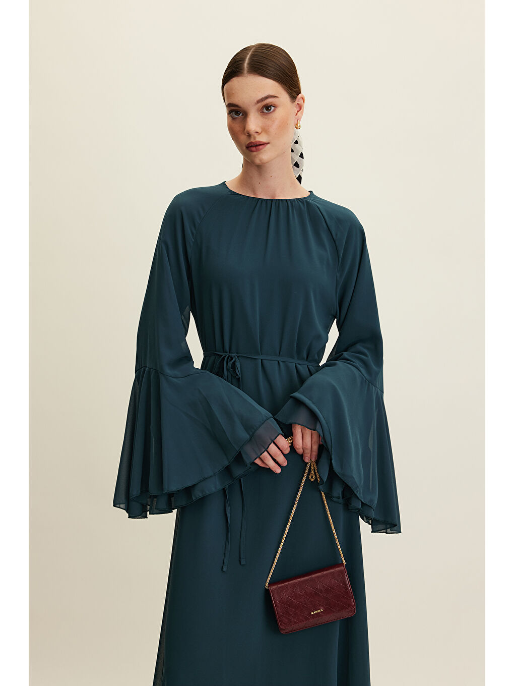 Kapitone Cüzdan Çanta Bordo-2