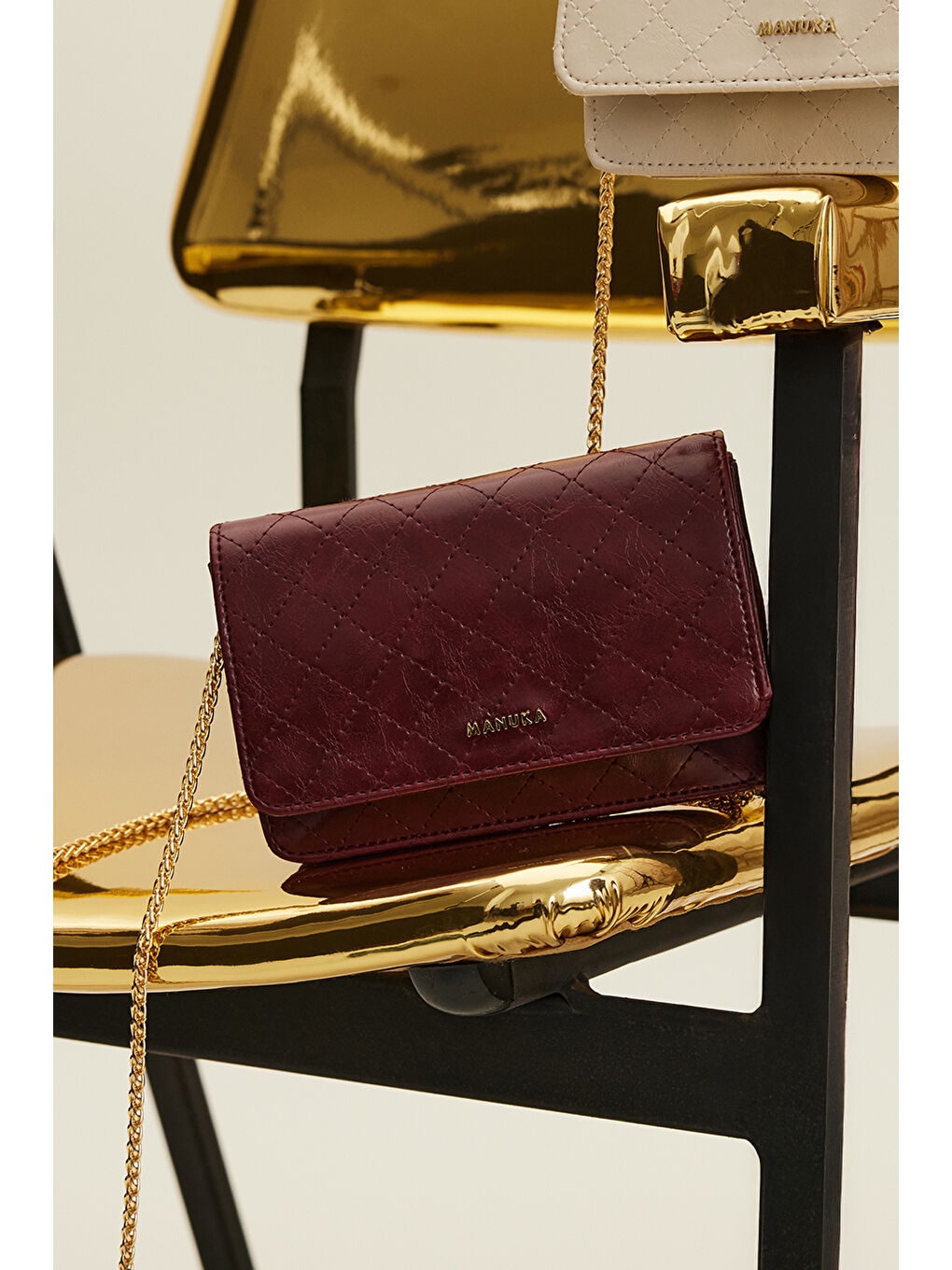 Kapitone Cüzdan Çanta Bordo-3