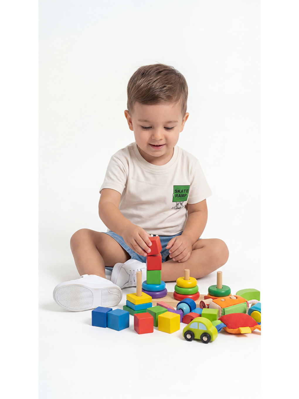 Ekru Skate Ramp Baskılı Erkek Bebek Alt Üst Takım-1