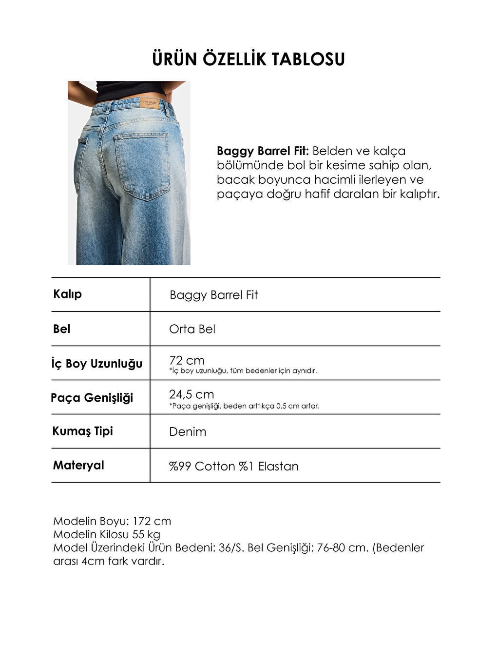 Mavi Kadın T.Kot Rengi 4s6-32 Mid Rise Baggy Barrel Komfort Kumaş Denim Jean-3