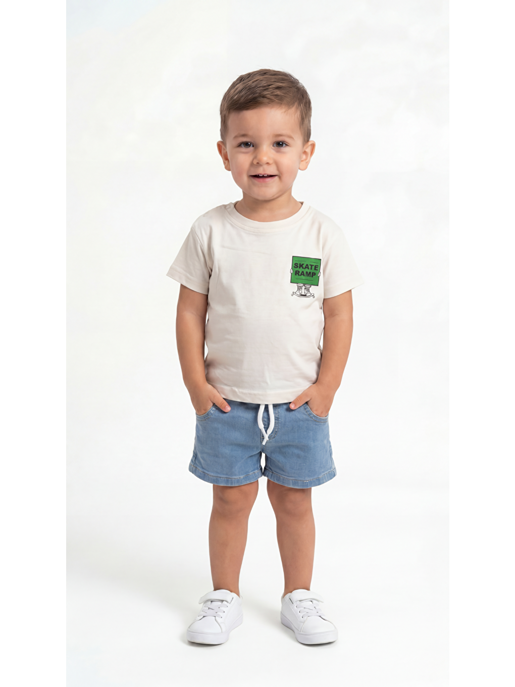 Ekru Skate Ramp Baskılı Erkek Bebek Alt Üst Takım-2