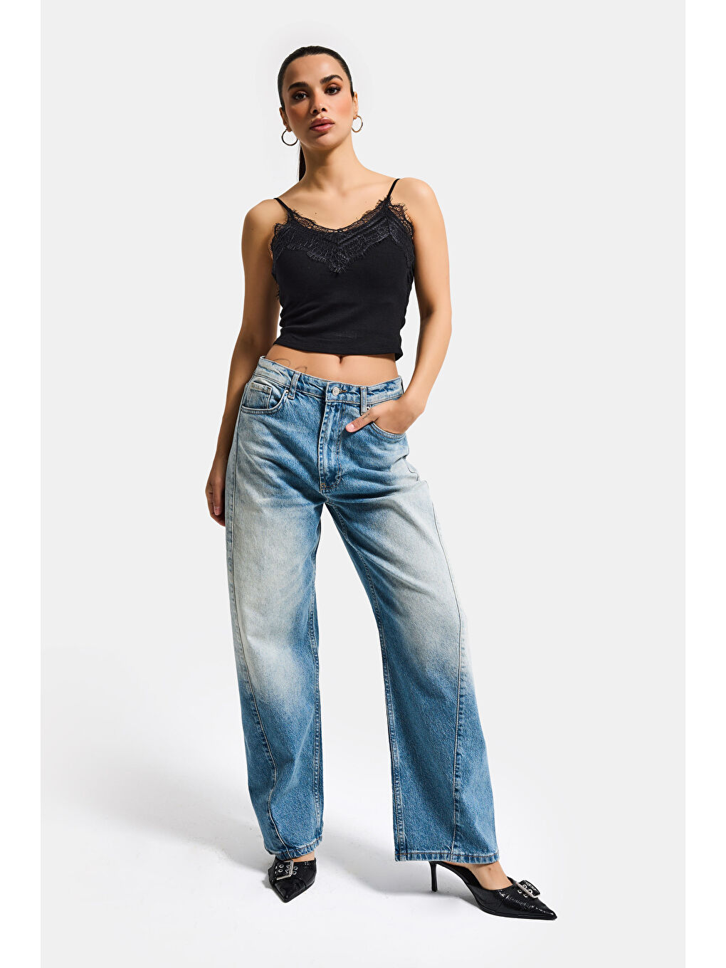 Mavi Kadın T.Kot Rengi 4s6-32 Mid Rise Baggy Barrel Komfort Kumaş Denim Jean-6