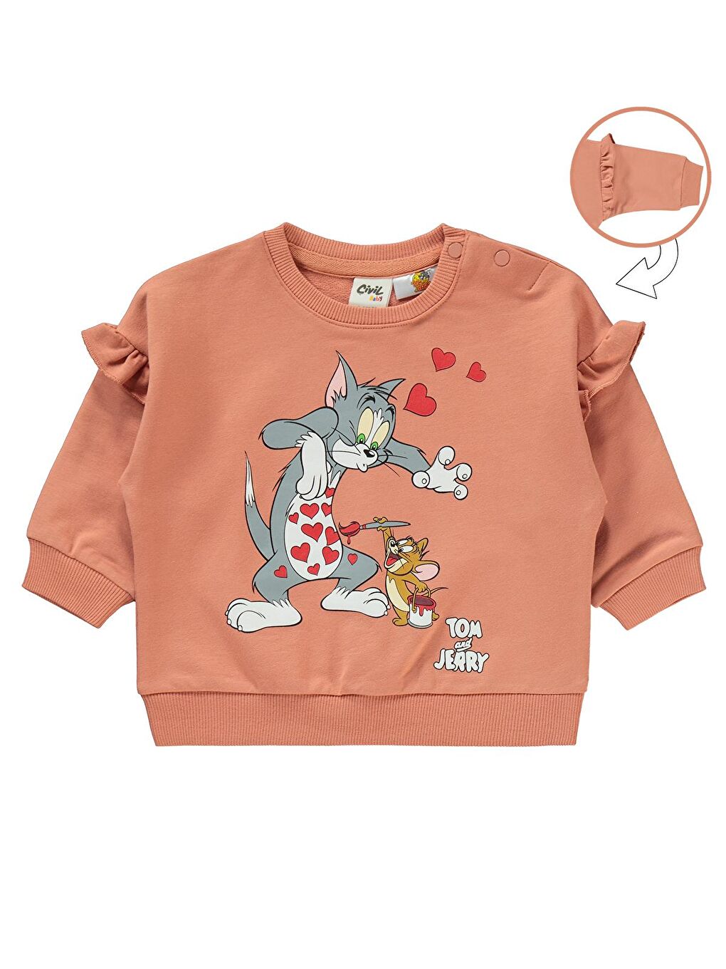 Civil Şeftali Tom ve Jerry Kız Bebek 6-18 Ay Takım Şeftali - 2