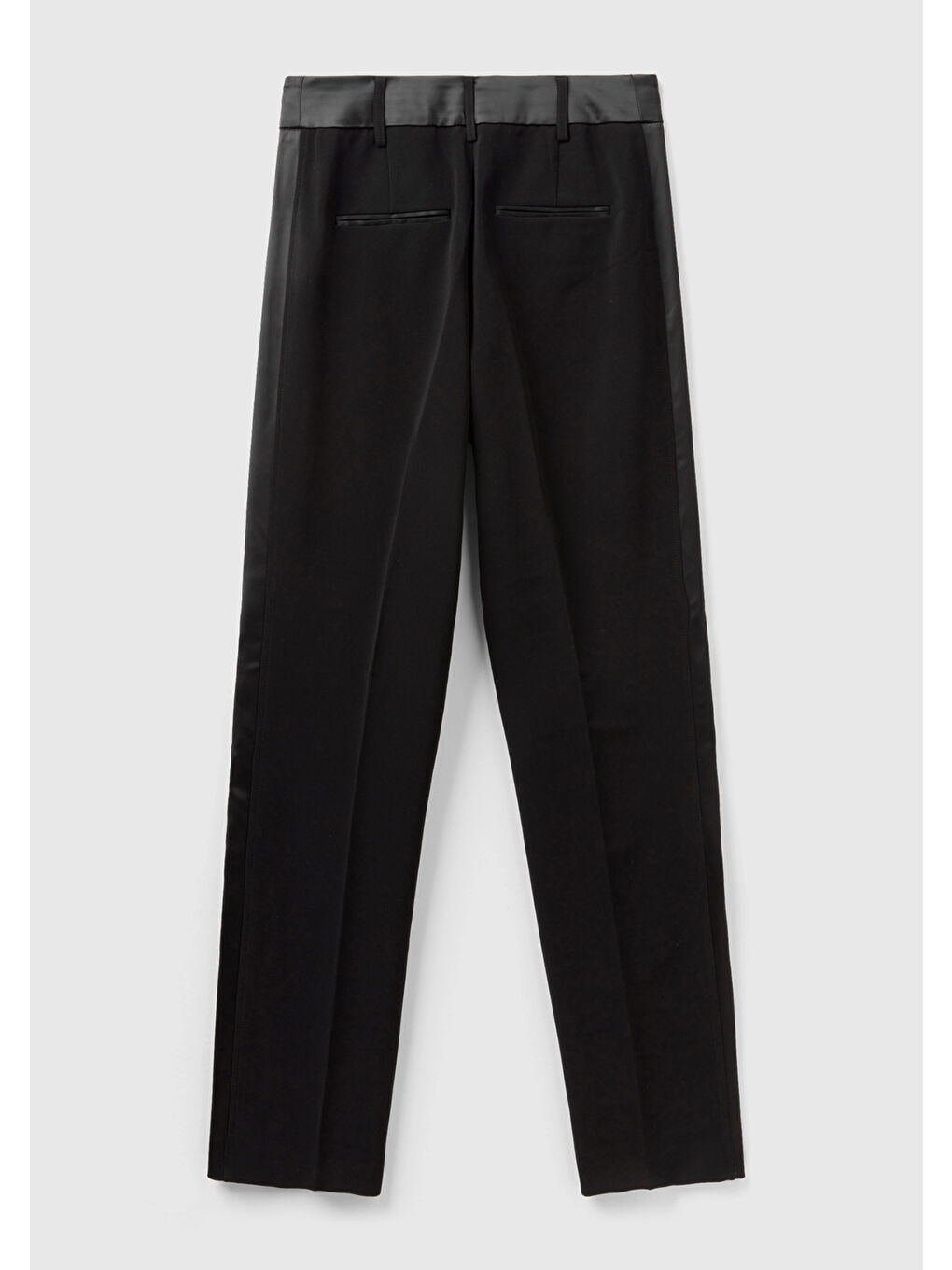 Kadın Siyah Regular Fit Yanı Saten Şeritli Pantolon-3