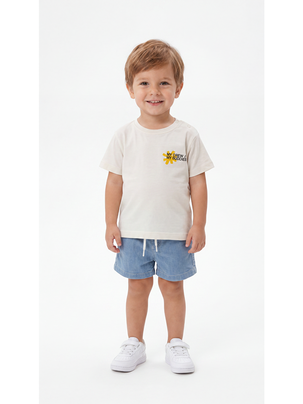 Ekru My Crew My Buddies Baskılı Erkek Bebek Alt Üst Takım