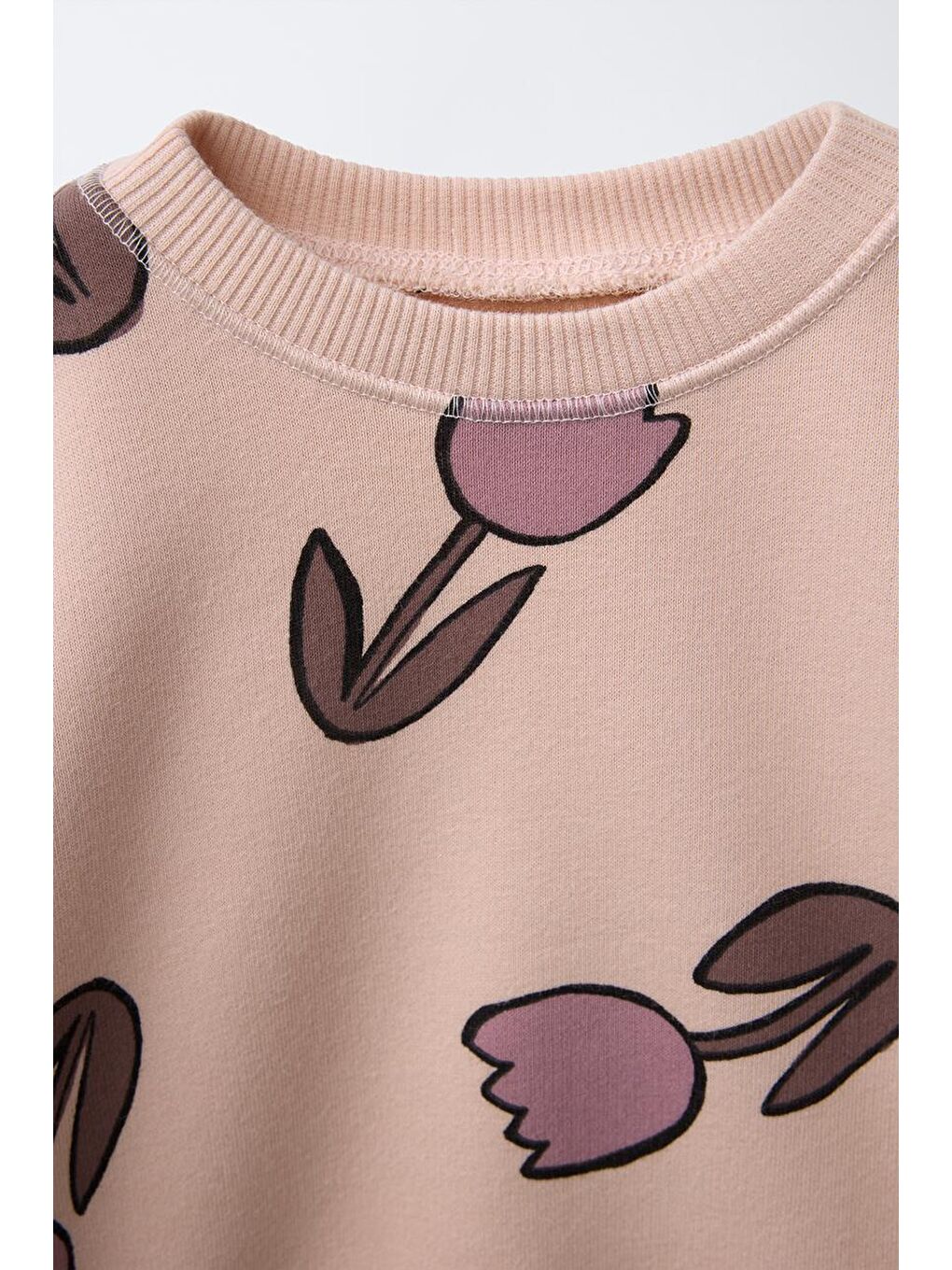 Kahverengi Kız Çocuk Pamuklu Çiçek Desenli Sweatshirt Ve Tayt Alt-Üst Takım - Günlük Takım-2