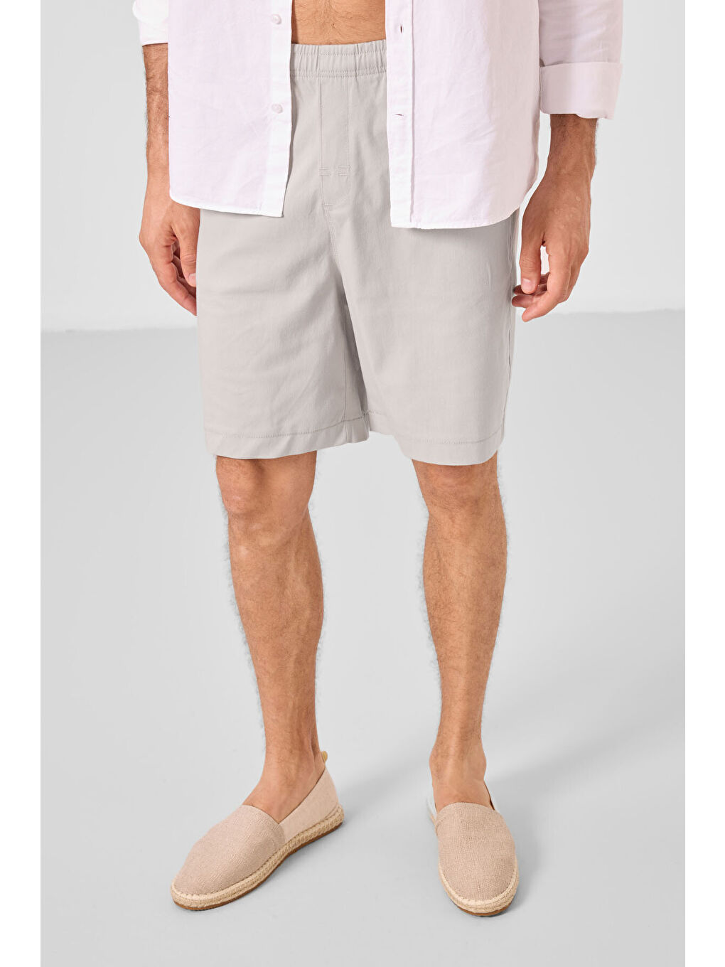 Bej Taş Standart Fit Dokuma Hafif Esnek Chino Erkek Şort - 81293-1