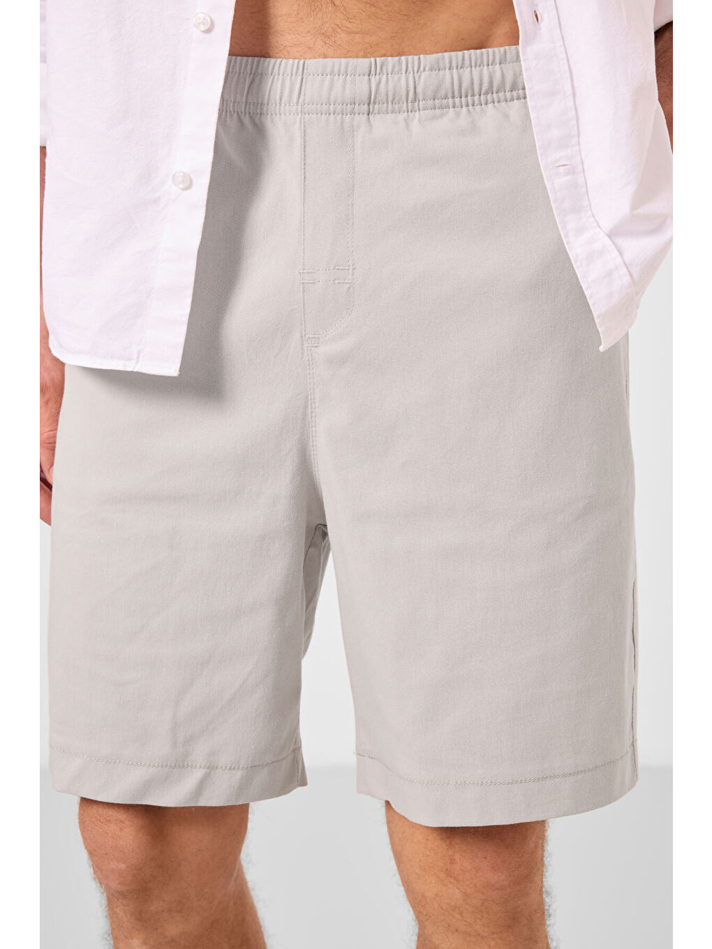 Bej Taş Standart Fit Dokuma Hafif Esnek Chino Erkek Şort - 81293-2