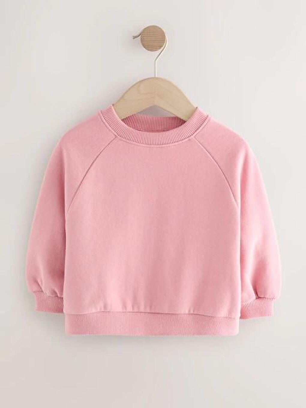 Kız Çocuk Pamuklu Pembe Sweatshirt Ve Çizgili Geniş Paça Eşofman Alt-Üst Takım-1