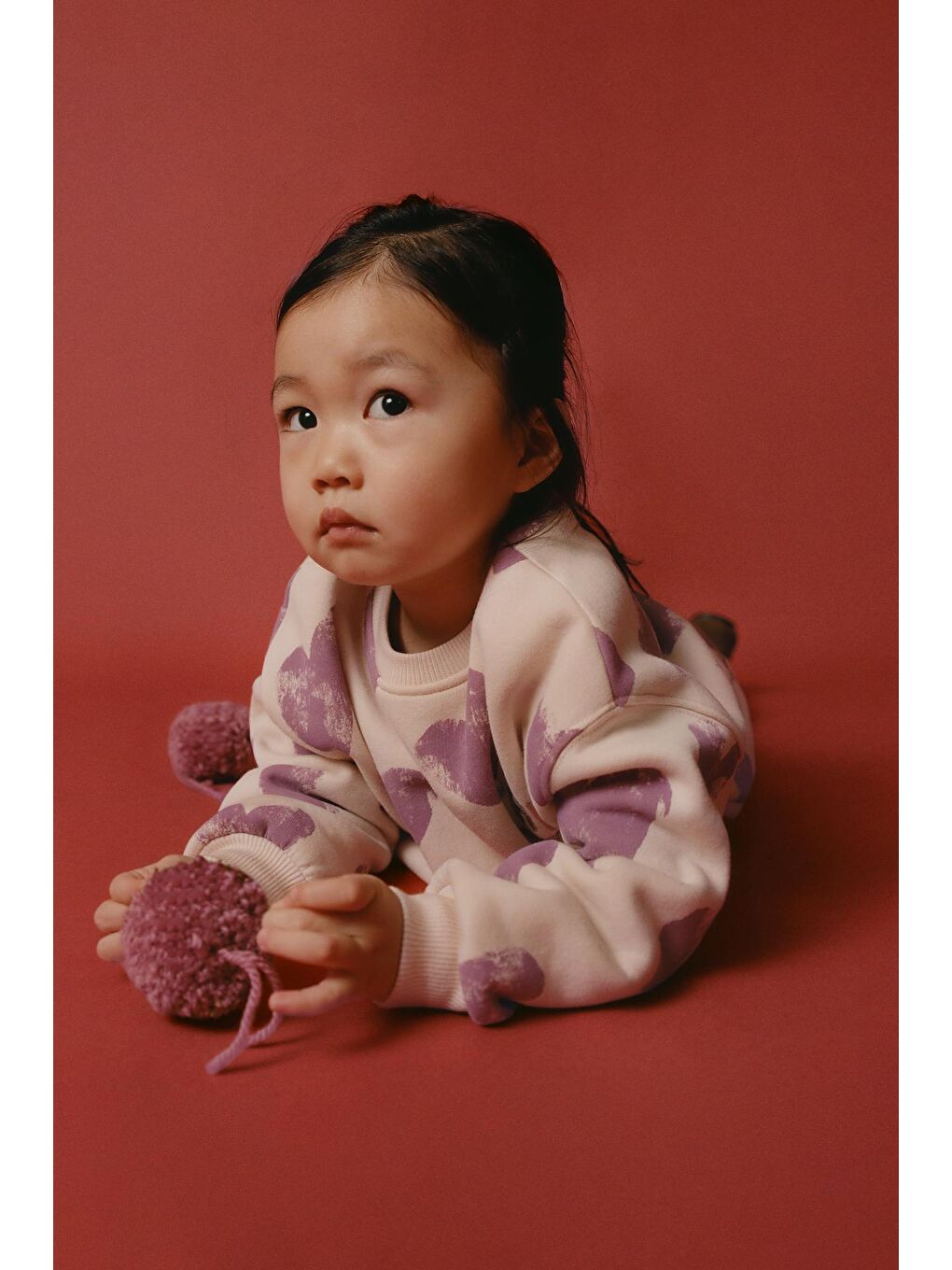 Karışık Kız Çocuk Pamuklu Lila Kalpli Sweatshirt Tayt Takım - Paris Yazı Detaylı