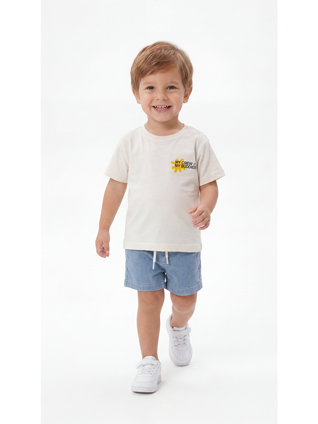 Ekru My Crew My Buddies Baskılı Erkek Bebek Alt Üst Takım-2