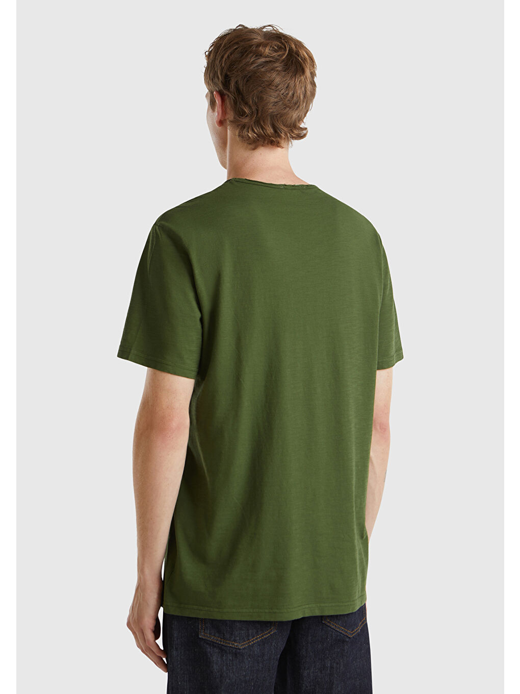 United Colors Of Benetton Erkek Yeşil Bisiklet Yaka Slub T-shirt - 2