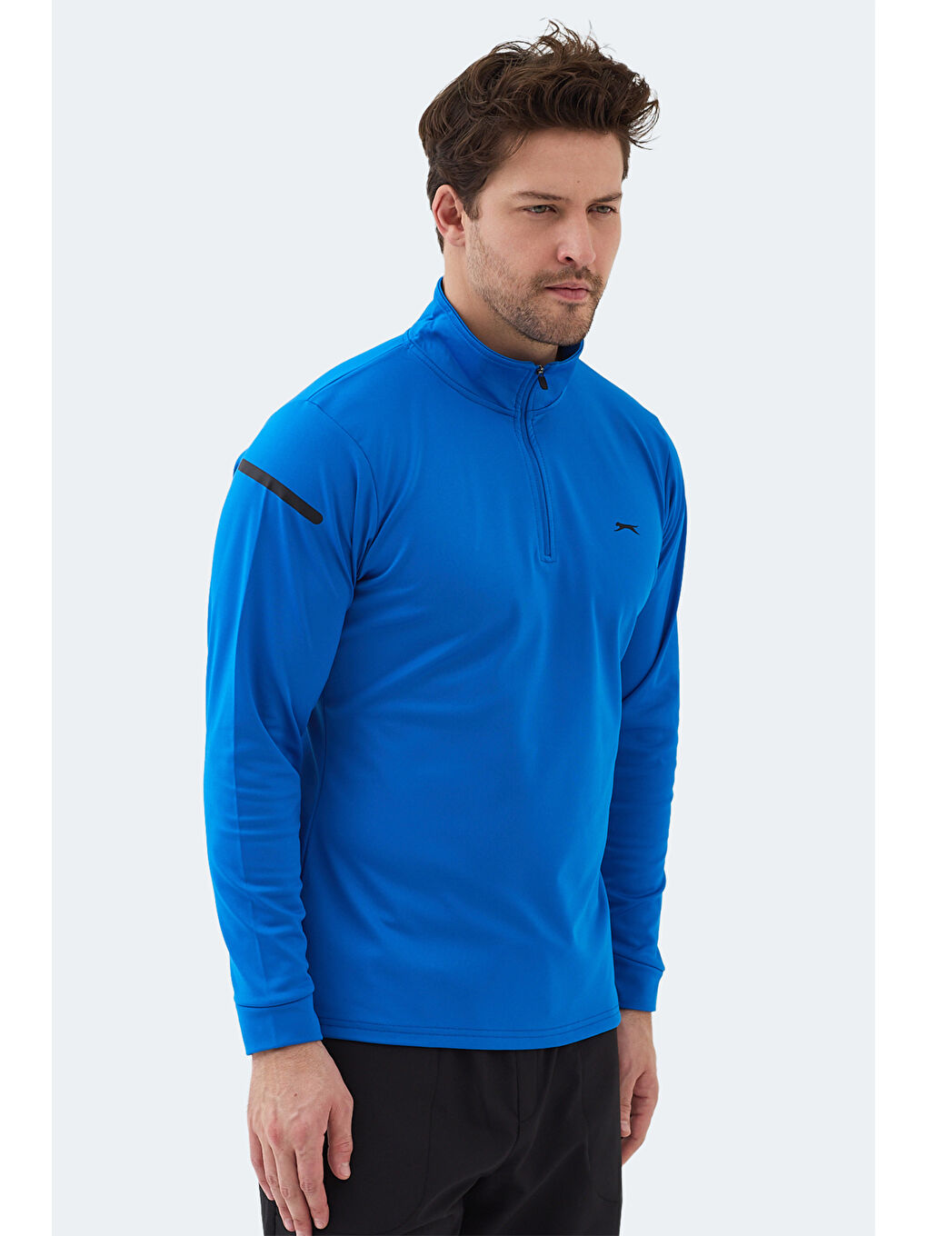 INTIMATE I Erkek Dik Yaka Fermuarlı Saks Mavi Sweatshırt-2