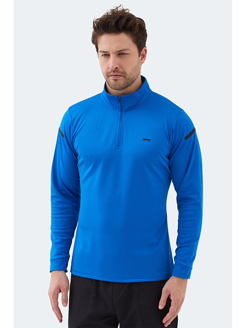 INTIMATE I Erkek Dik Yaka Fermuarlı Saks Mavi Sweatshırt-4