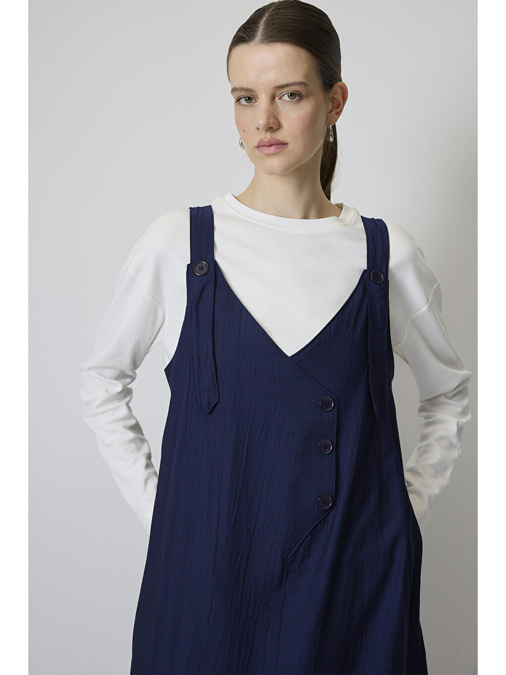 Lacivert Düğme Detaylı Jile-1