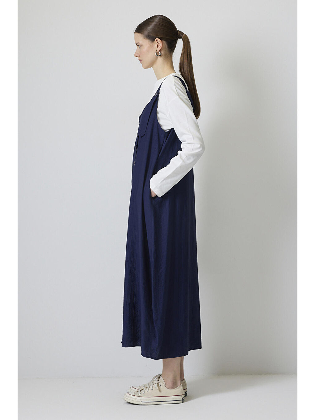 Lacivert Düğme Detaylı Jile-2