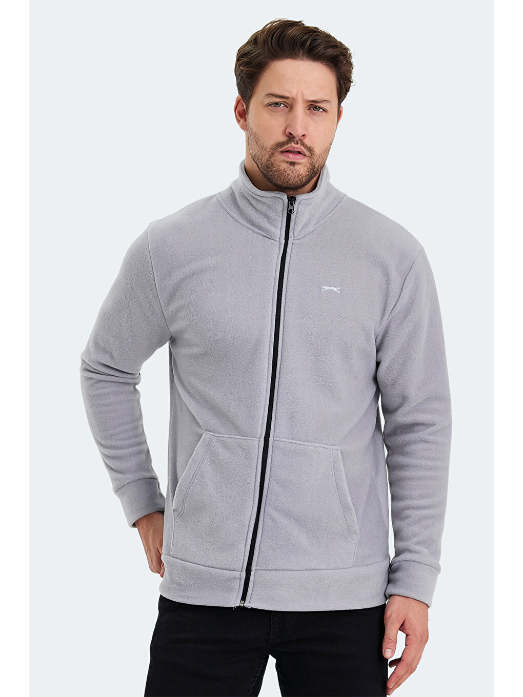 Karışık SANSA 2 Lİ SET Erkek Fermuarlı Dik Yaka Cepli Gri - Koyu Gri Polar-1