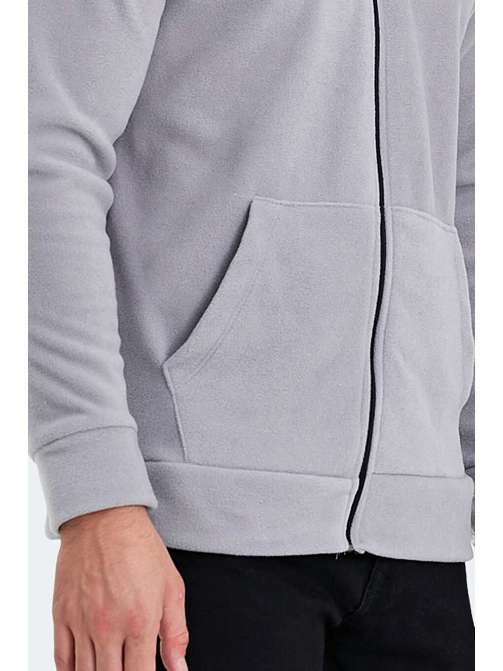 Karışık SANSA 2 Lİ SET Erkek Fermuarlı Dik Yaka Cepli Gri - Koyu Gri Polar-6