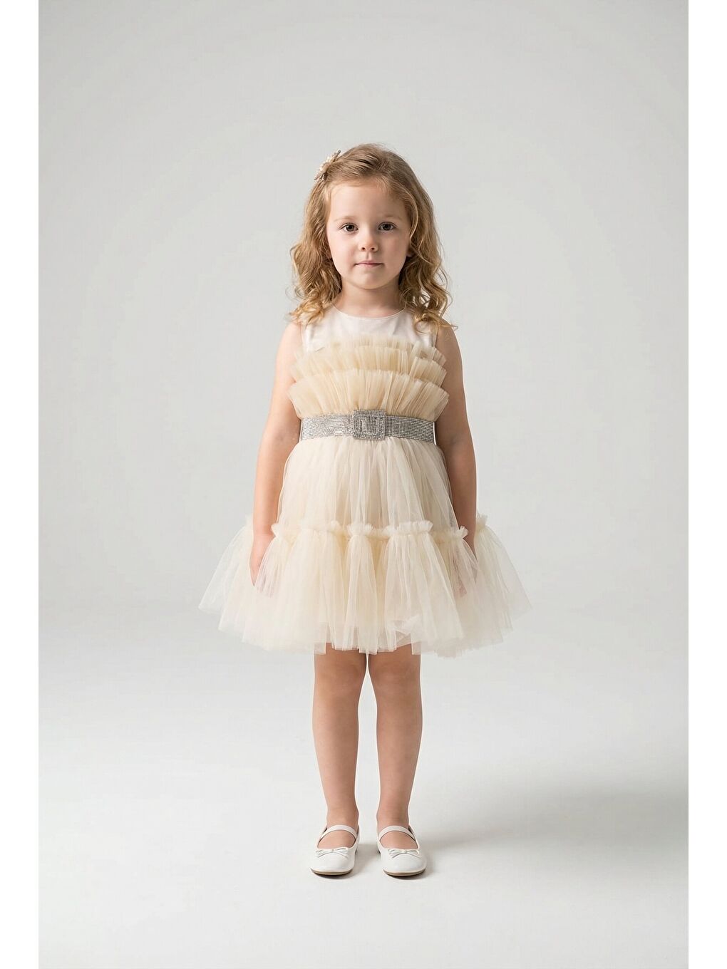 Bej Kız Çocuk Abiye