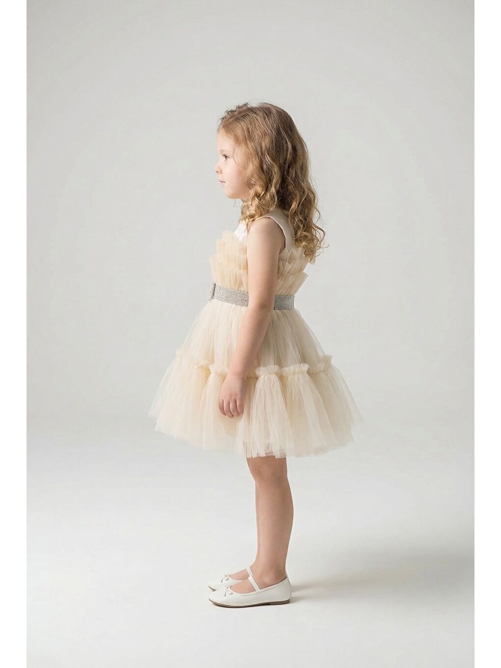 Bej Kız Çocuk Abiye-1