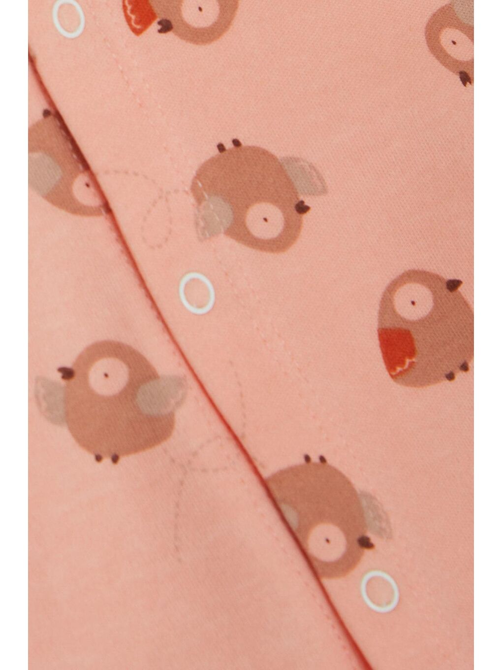 Pembe Kız Bebek Zıbınlı 3 Lü Takım Sevimli Kuş Desenli Somon (4 Ay-1 Yaş)-6