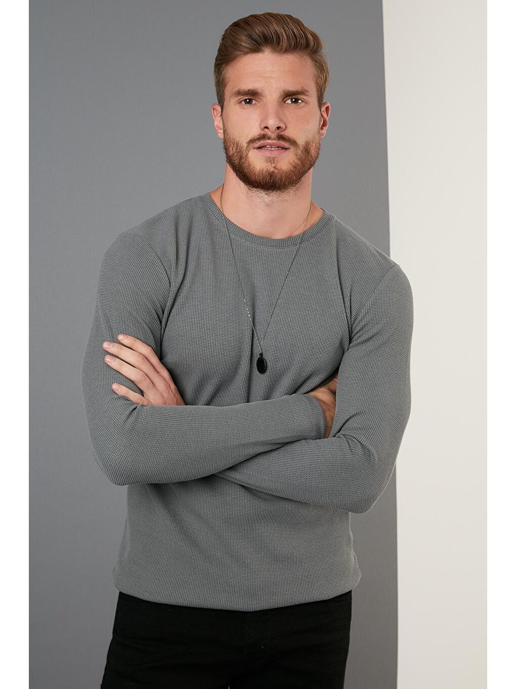 Buratti Açık Haki Pamuklu Bisiklet Yaka Slim Fit Basic Sweat 5905073